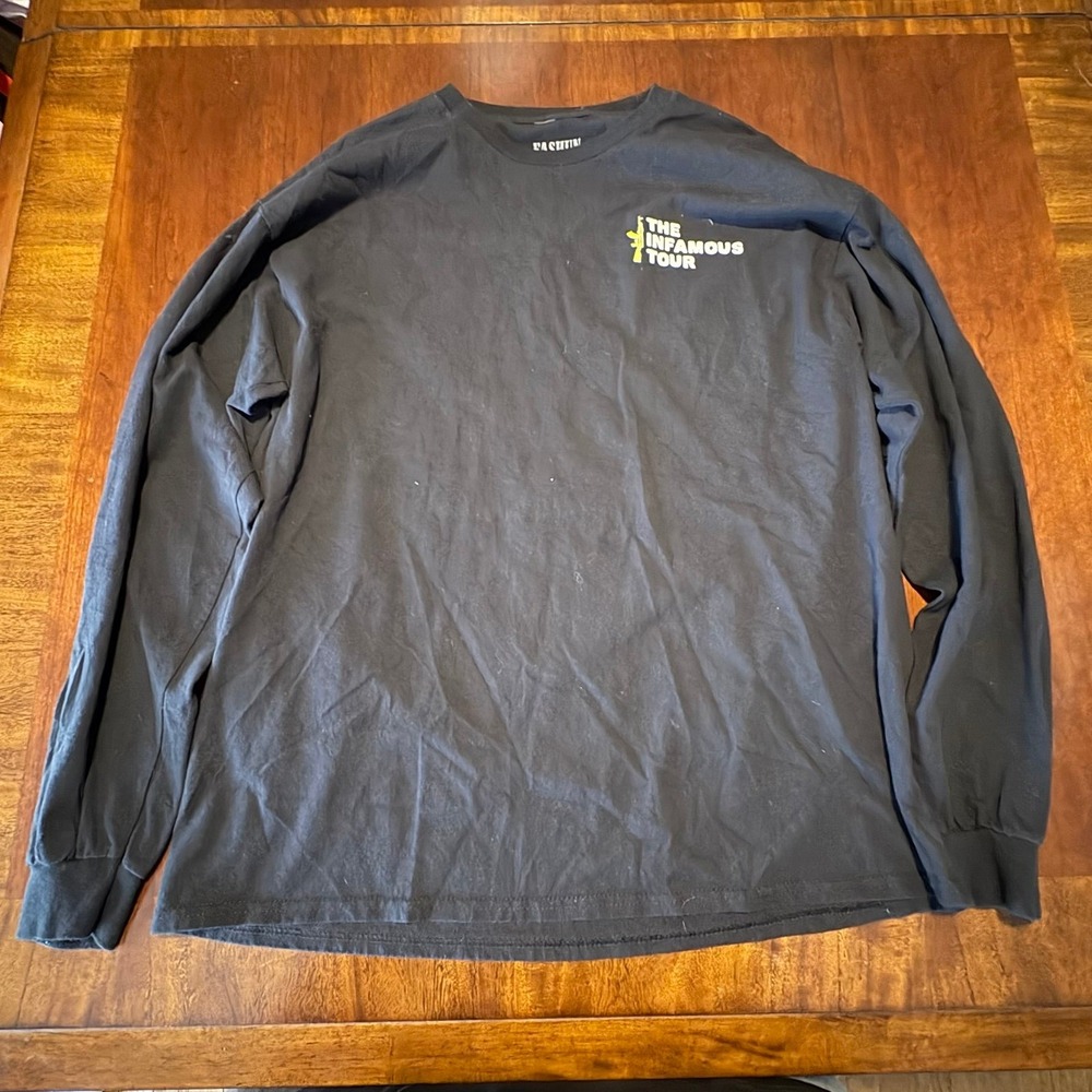 FASHUN "The Infamous Tour" Long Sleeve T-Shirt XL Black Skull Rose Streetwear
